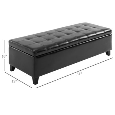 Storage Ottoman Bench 3-seater PU Leather Furniture Foot Stool