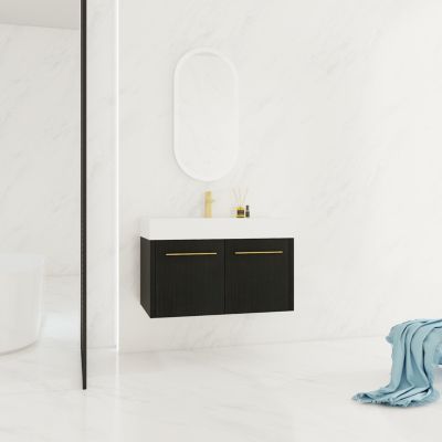 Modern Ergonomic Bathroom Vanity with Soft-Closing Doors and Durable Resin Sink