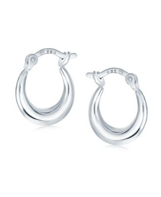 Round Circle Finish Crescent Tapered Tube Hoop Earrings Sterling Silver Hinged Notched Post