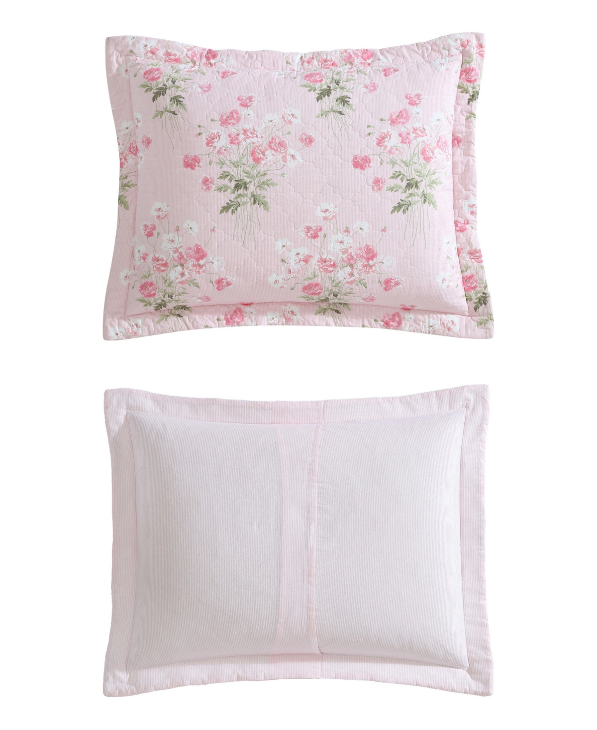 Shop Laura Ashley Veronicas Bouquet Reversible 2 Piece Quilt Set, Twin In Pink,white