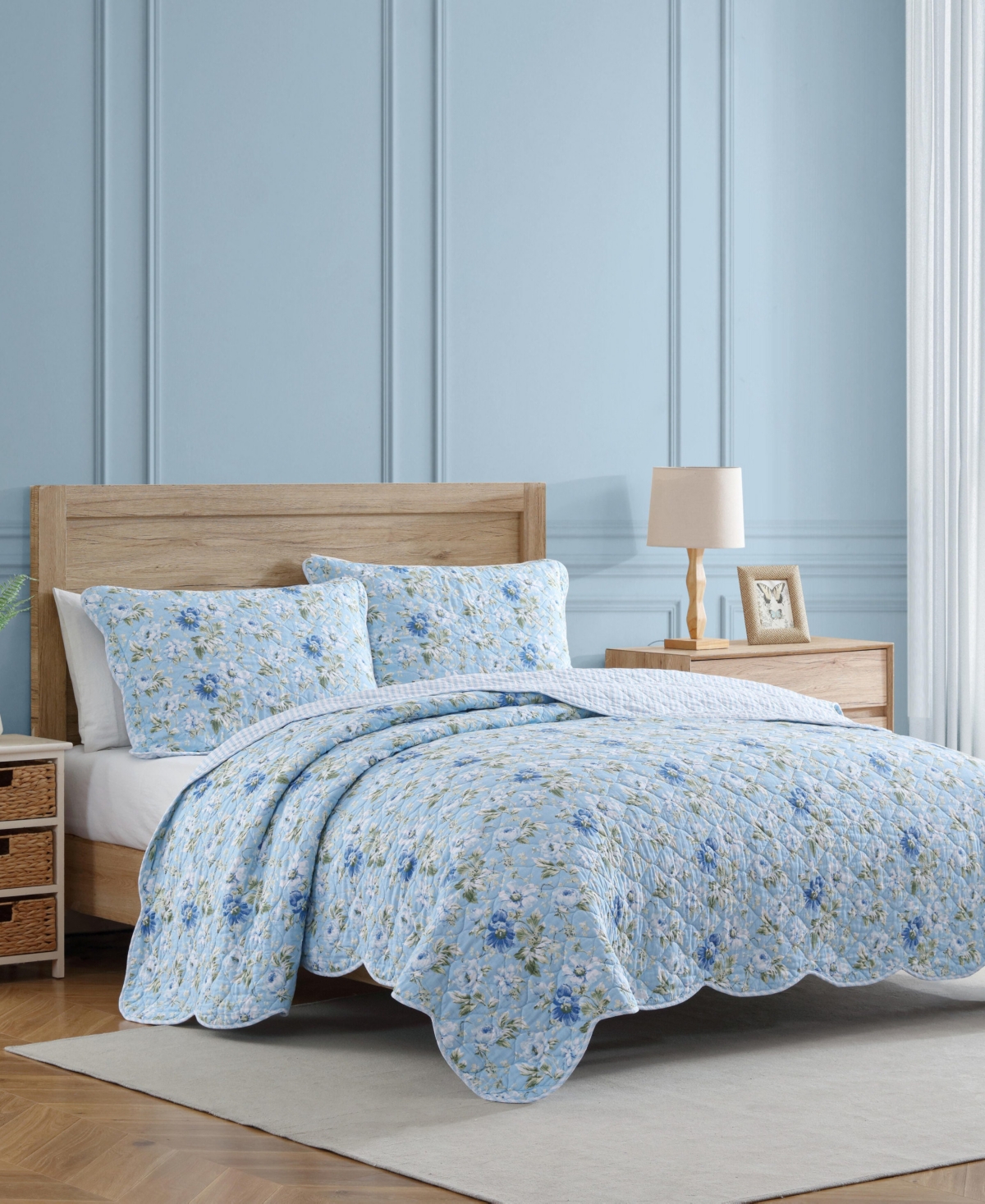 Laura Ashley Peony Garden Reversible 2 Piece Quilt Set, Twin