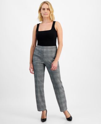 AK Anne Klein - Petite Plaid Pull-On Pants