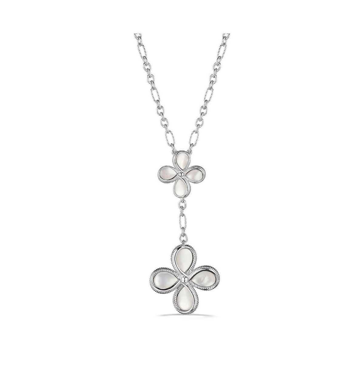 Jardin Floral Drop Necklace with Mother of Pearl - Silver/white