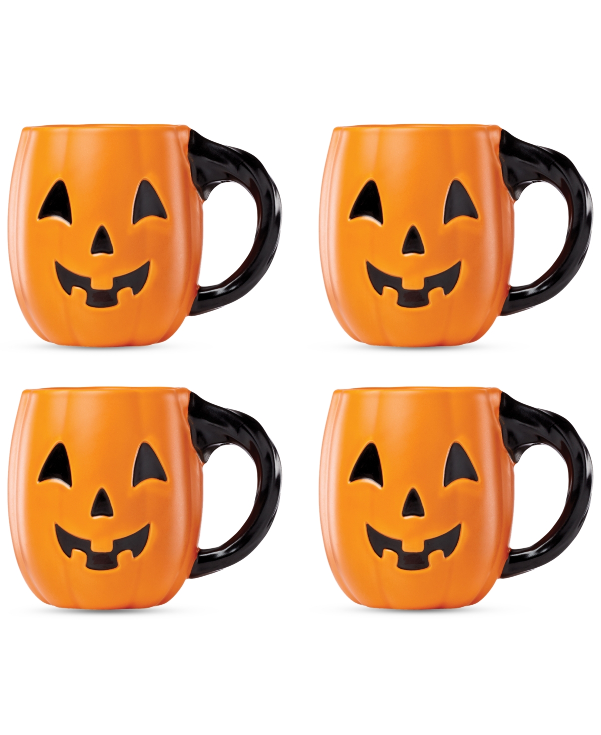 Porcelain Pumpkin Mugs, Set of 4 - Orange