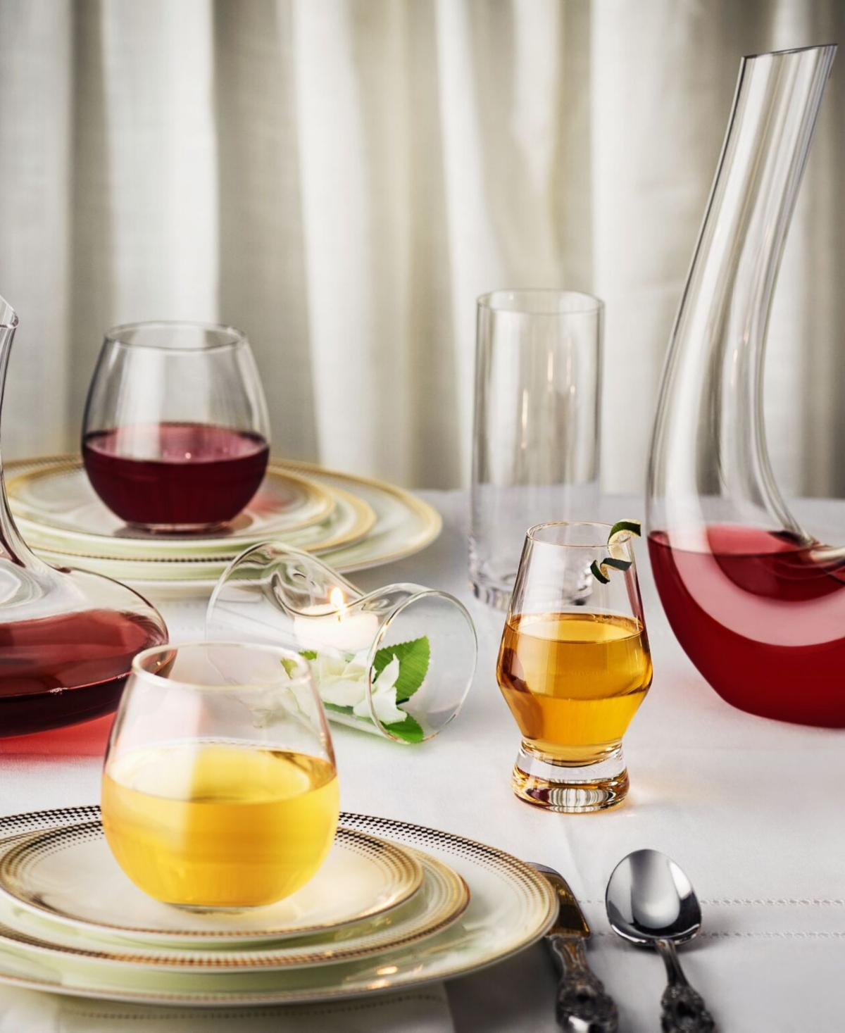 Joyjolt Spirits Stemless Red Wine Glasses, Set Of 4 In Clear