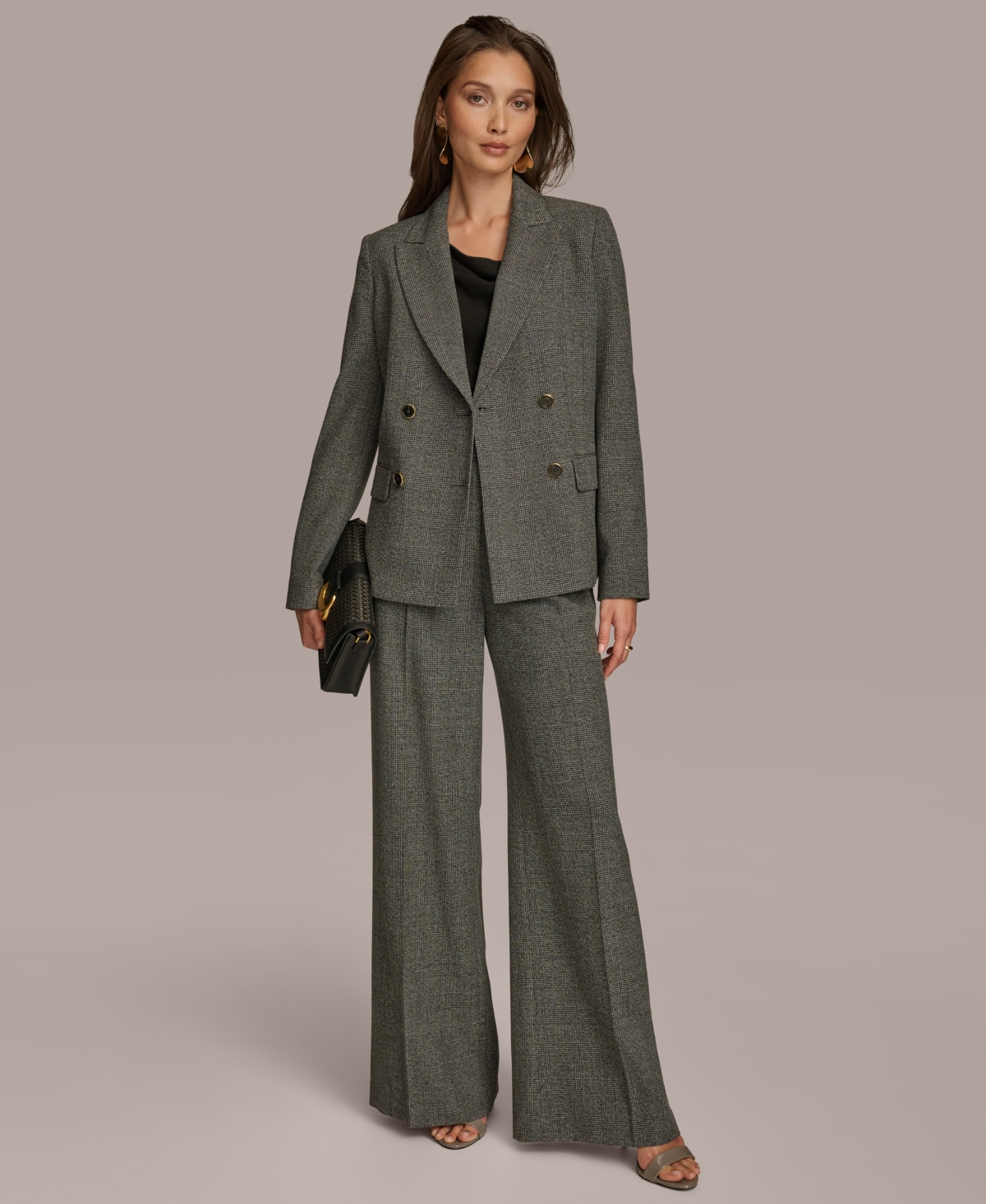 Donna Karan Women's Houndstooth Double Breasted Blazer