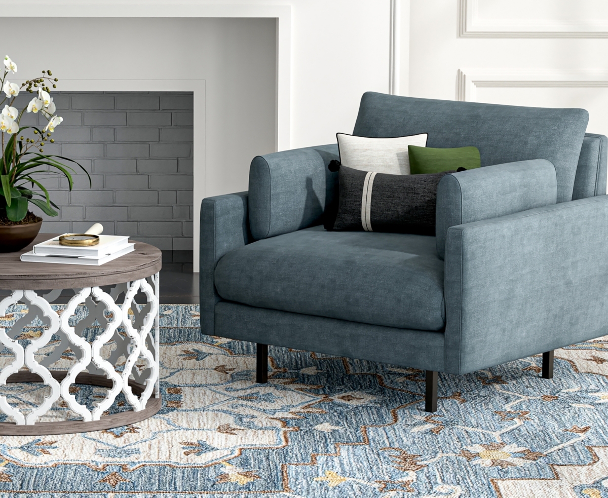 Bb Rugs Taron 2'6"x8' Runner Area Rug In Light Blue