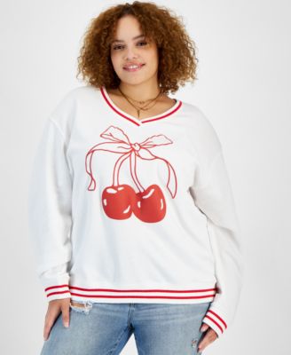 Love Tribe - Trendy Plus Size Cherry Long-Sleeve Sweatshirt