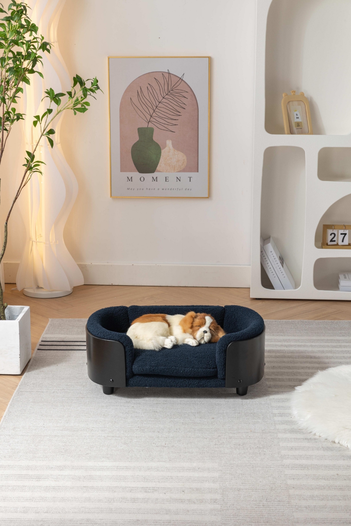 Streamdale Furniture Stylish Contemporary Dog Bed with Washable Cushion and Chic Wood Legs