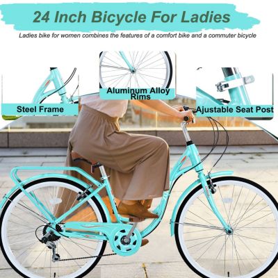 Streamdale 7 Speed, Steel Frame, Multiple Colors 24 Inch Ladies Bicycle