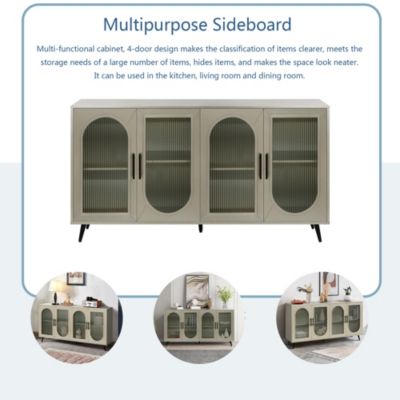 Vintage Multipurpose Storage Sideboard with Glass Door Cabinet