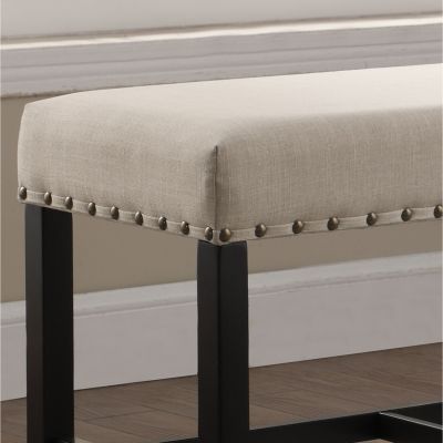 Fabric Counter Height Dining Bench with Nailhead Trim