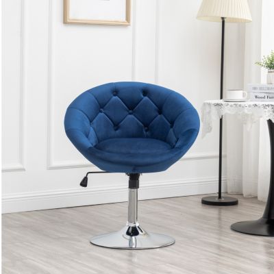 Velvet Upholstered Tufted Back Swivel
