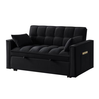 4-in-1 Space-Saving Velvet Loveseat Sofa Bed with Storage