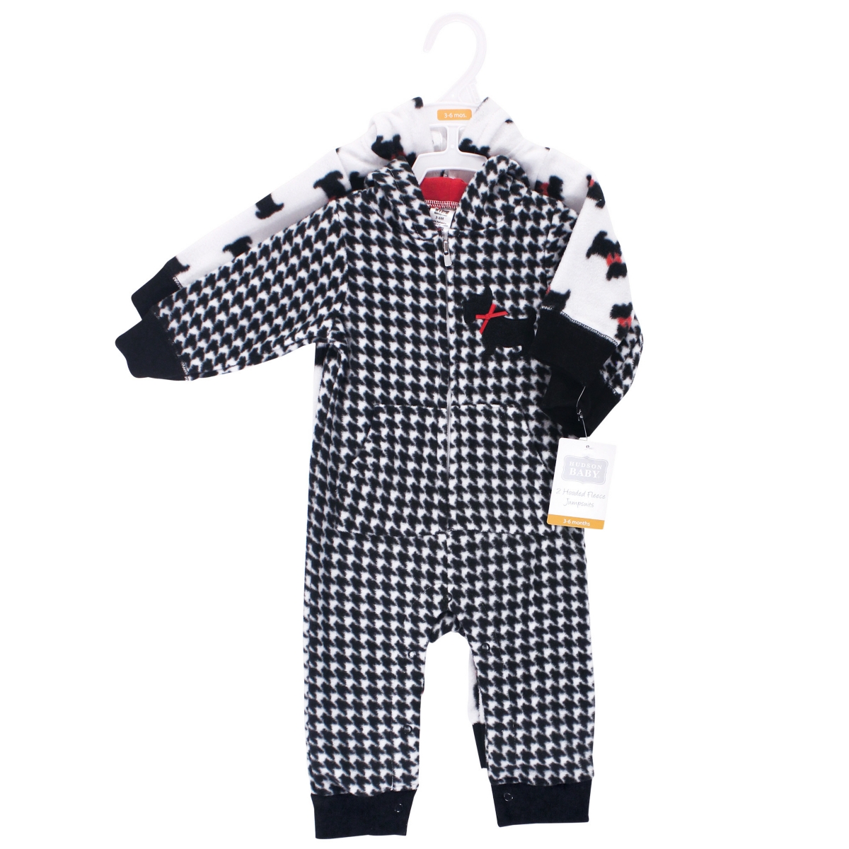 Hudson Baby Baby Girls Fleece Jumpsuits, Coveralls, and Playsuits 2pk,- Scottie dog