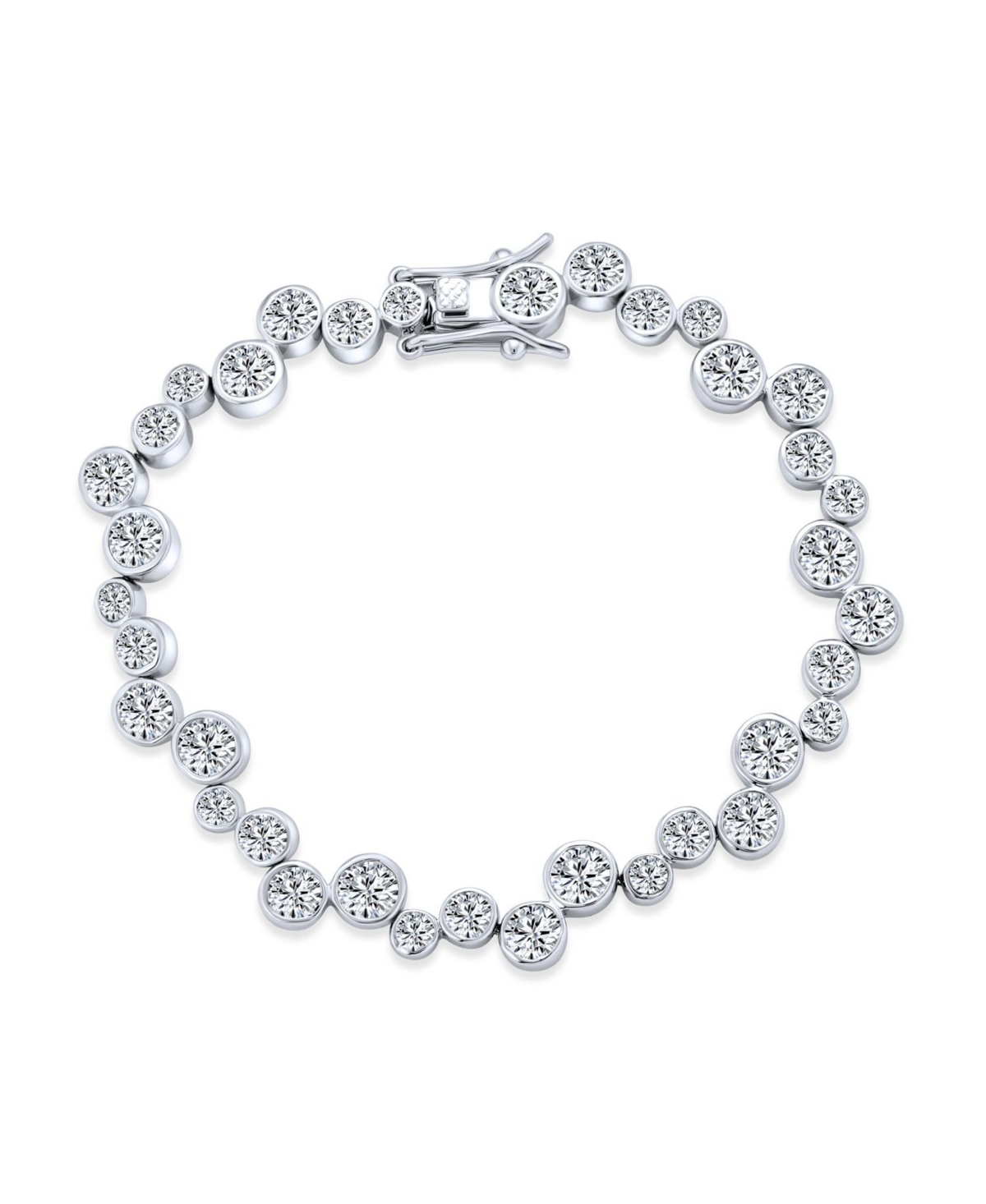 Bling Jewelry Modern Zigzagged Staggered Geometric Cz Round Bezel Set Bubble Zirconia Tennis Bracelet Women Prom