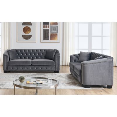 3-seater + 3-seater Combination sofa.Velvet Grey