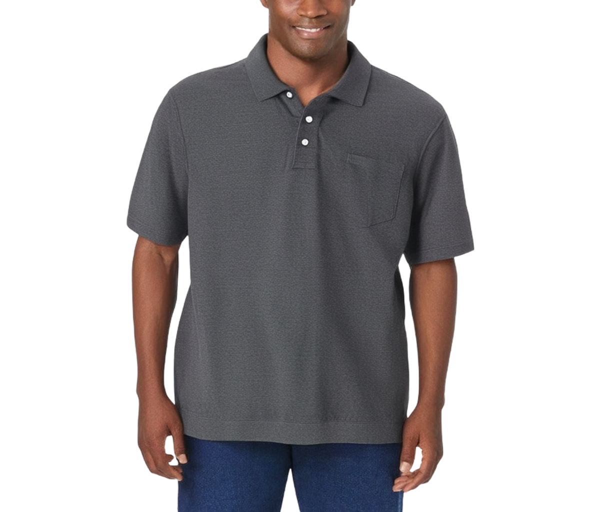 KingSize Big & Tall Banded Bottom Pocket Shrink-Less Pique Polo Shirt