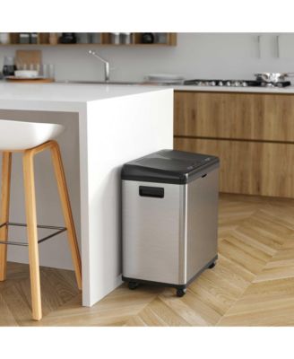Stainless Steel Sensor Trash Can and Recycle Bin with Wheels and AbsorbX Odor Filter 16 Gallon Silver