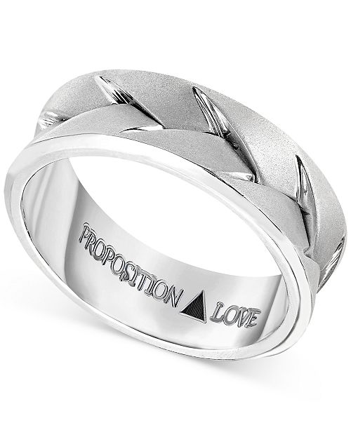 Proposition Love Men S Braided Wedding Band In 14k White Gold Reviews Rings Jewelry Watches Macy S