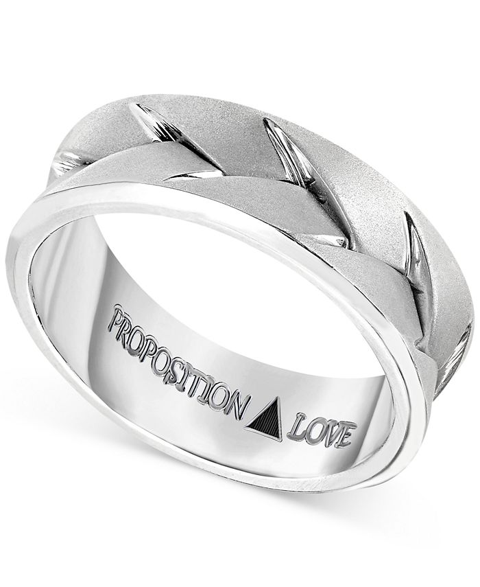 Proposition Love Men's Braided Wedding Band in 14k White Gold - Macy's