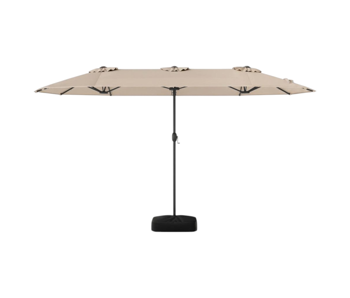 Double-sided Patio Umbrella with Solar Lights for Garden Pool Backyard
