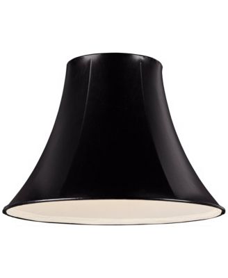 Black Faux Leatherette Medium Bell Lamp Shade 7" Top x 16" Bottom x 12" Slant x 11.5" High (Spider) Replacement with Harp and Finial