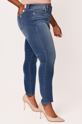 Plus Size Denim Mid Rise Slim Jeans in 30" Inseam