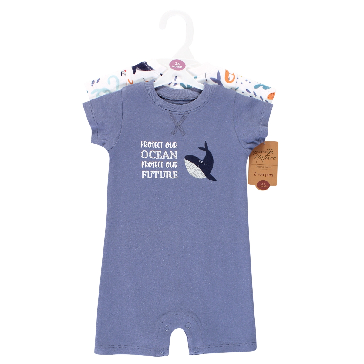 Touched by Nature Baby Boys Unisex Baby Organic Cotton Rompers,- Ocean