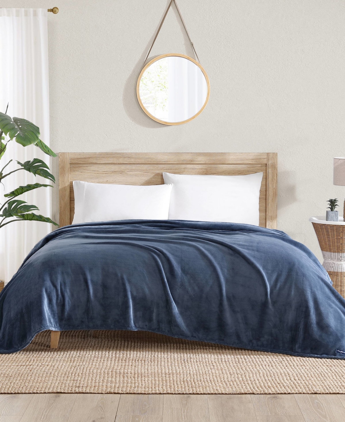 Tommy Bahama Home Solid Ultra Soft Plush Blankets In Blue Sea