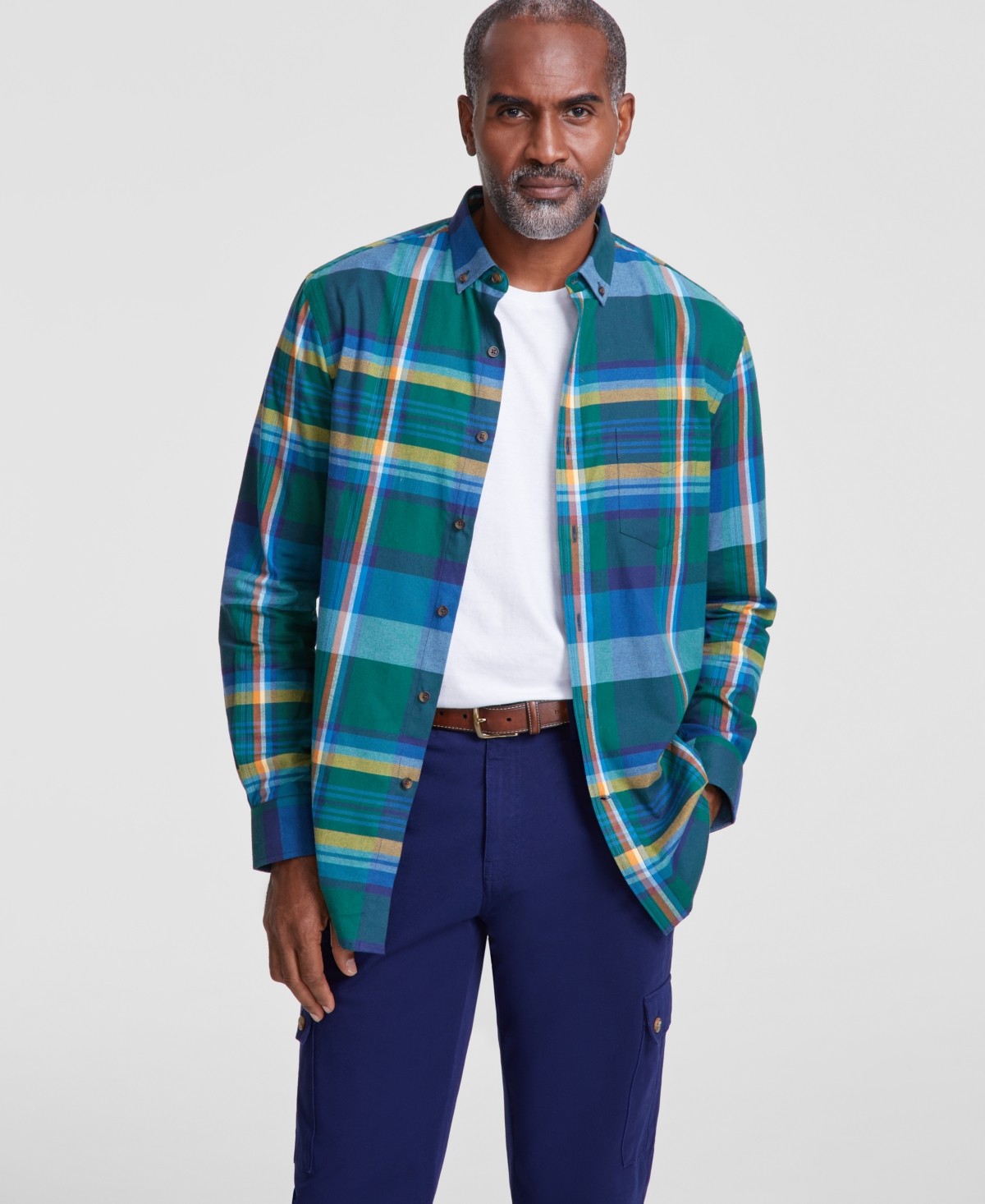 Men's Mapy Plaid Cotton Shirt, Created for Macy's - Bonsai
