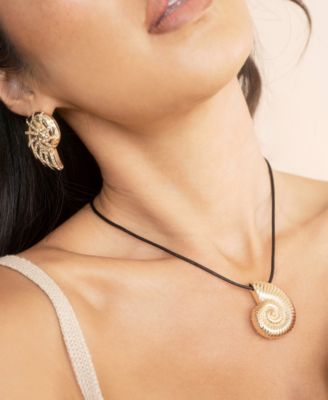 Studded Shell Statement Earrings