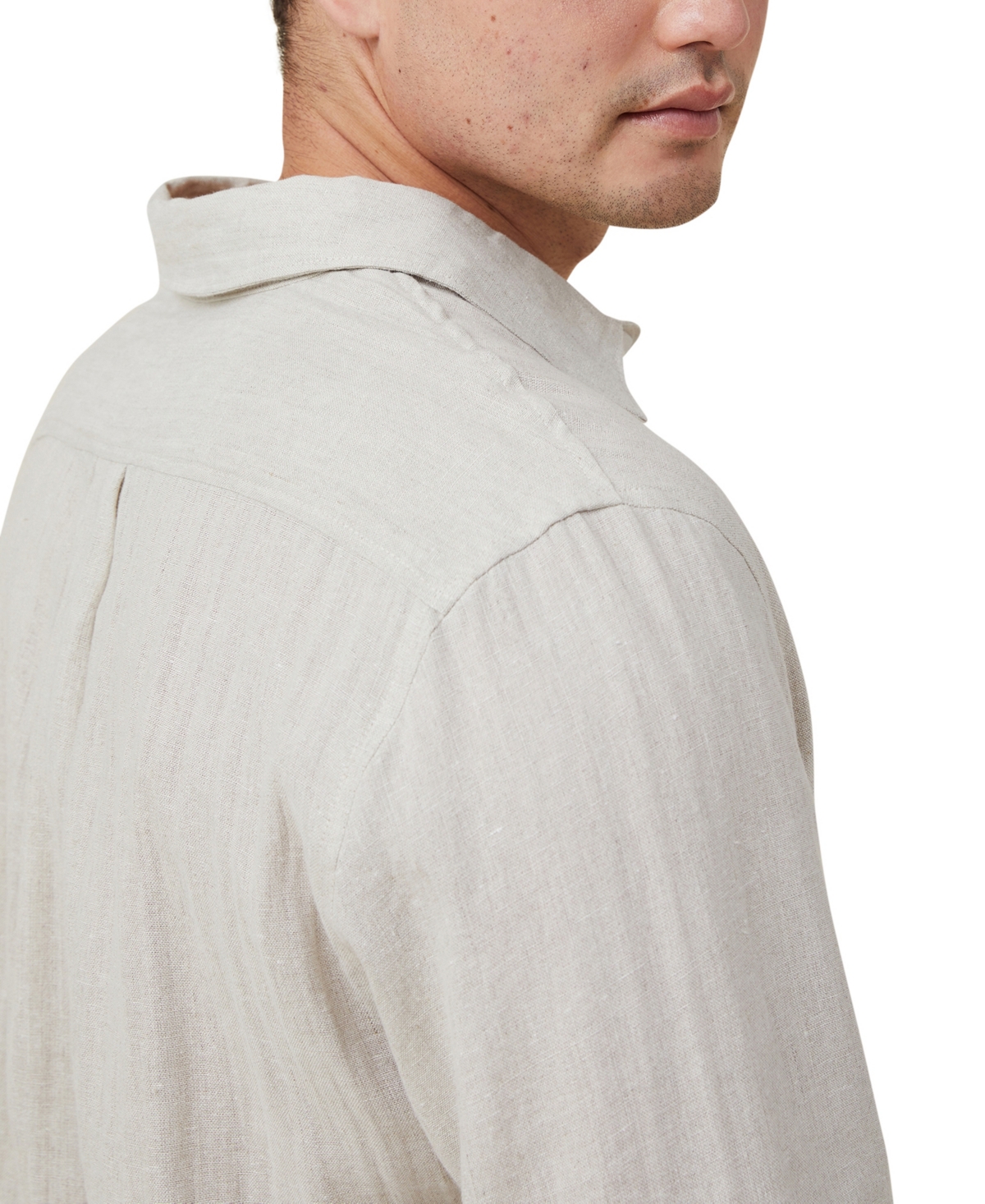 Shop Cotton On Men's Linen Long Sleeve Shirt In Beige