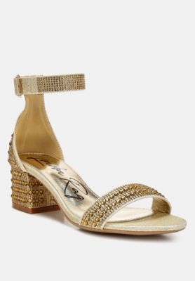 Women's Twerky Rhinestones Embellished Block Sandals