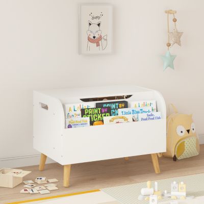 Multipurpose Toy Box with Bookshelf in White (23.62" W x 15.75" D x 17.13" H)