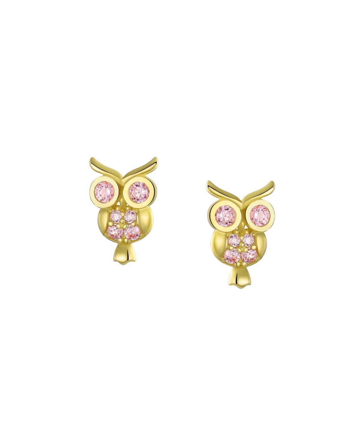 Bling Jewelry TinyCubic Zirconia 14K Yellow Gold Cz Garden Dragonfly Firefly Butterfly Stud Earrings For Women Screw back - Pink