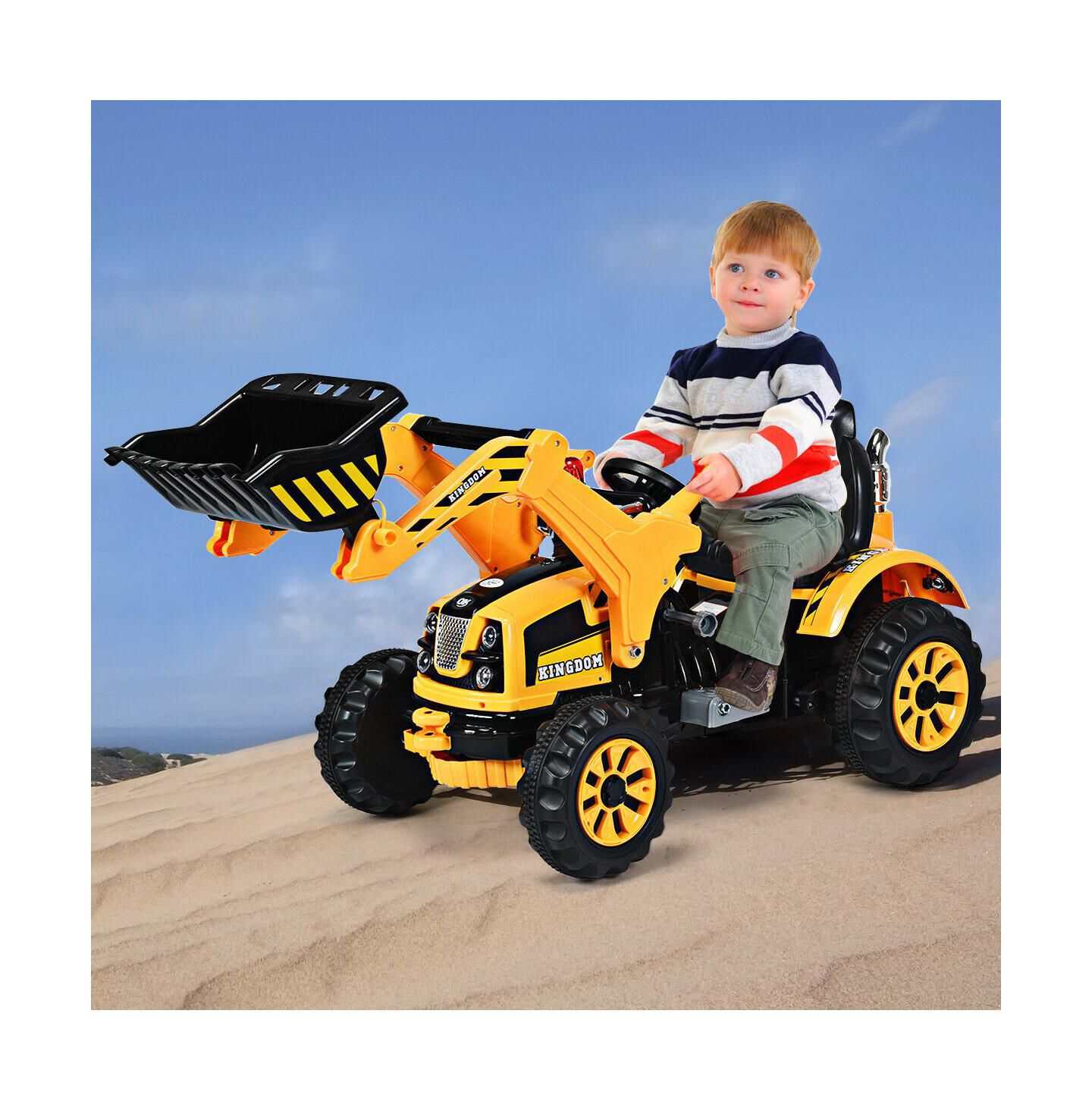 Детская игрушка Costway Powered Excavator Truck With Working Bucket Ride-On, 66 lbs Capacity, Ages 3+, цвет: Жёлтый — фото 1