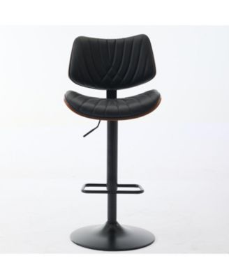 Bentwood Faux Leather Back Swivel Bar Stool