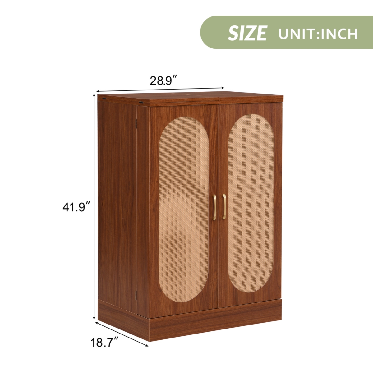 Streamdale Furniture Extendable Rattan Door Bar Cabinet with Wine and Glass Storage