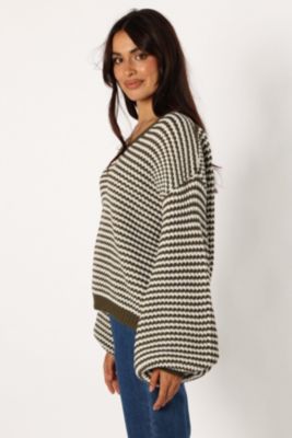 Women's Becca Crewneck Waffle Stitch Stripe Knit Sweater