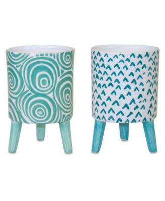 Set of 2 Faux Patterned Pots with Legs
