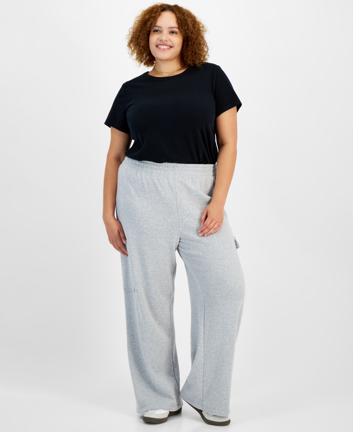 Trendy Plus Size Cargo Sweatpants - Gray