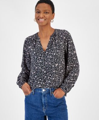 On 34th - Women's Long-Sleeve Pintucked Blouse