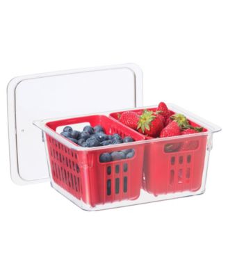 8.75" x 6.75" x 3.75" Berry Container for Fridge - Double Colander Basket