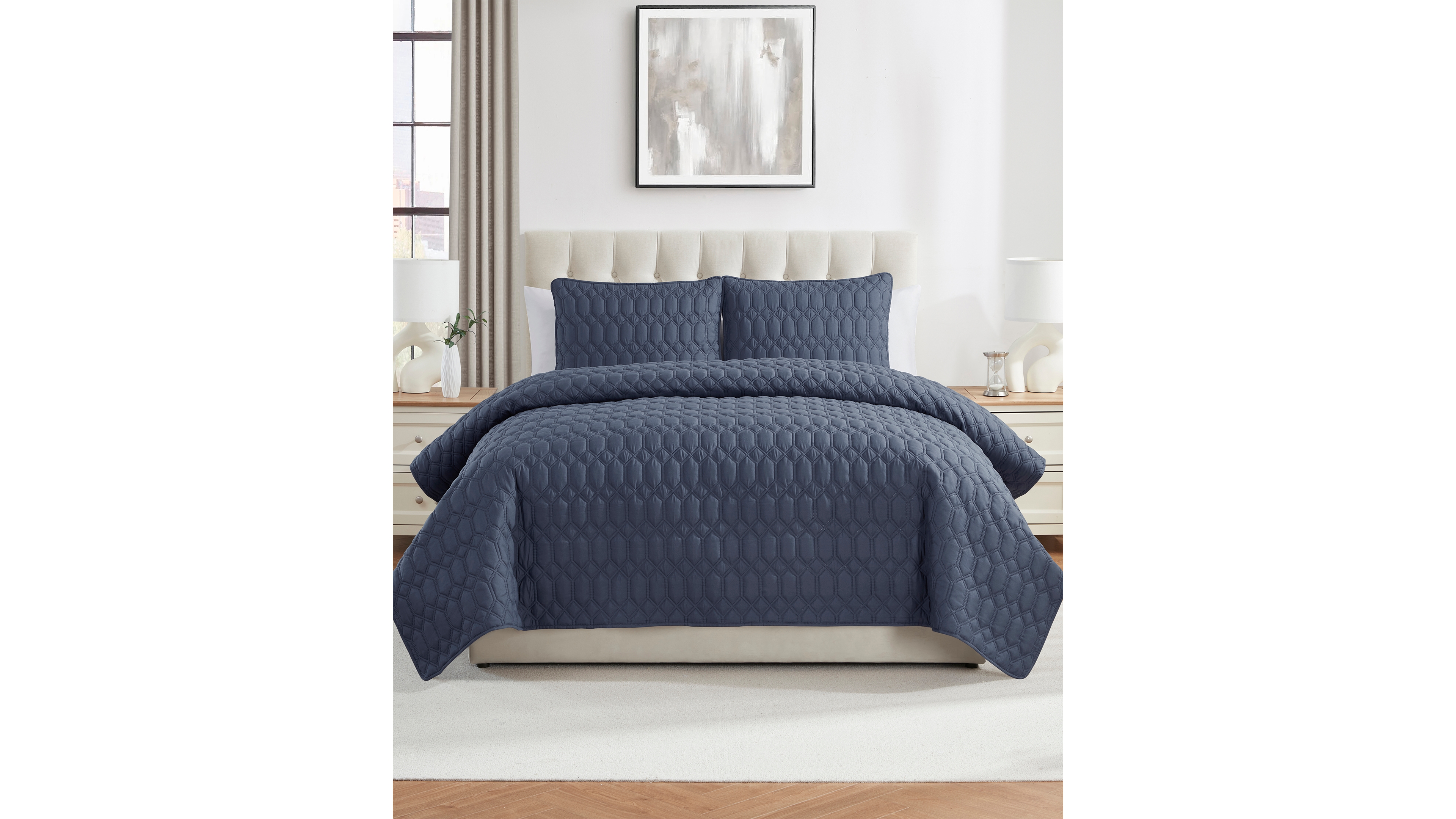 Vcny Home Diamond 3-Piece Quilt Set, Full/Queen