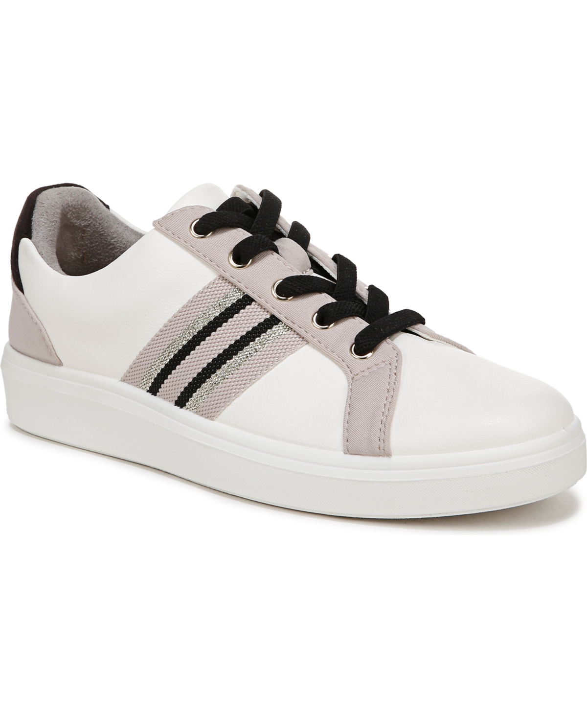 Happy Friday Washable Sneakers - White Faux Leather/Webbed Fabric