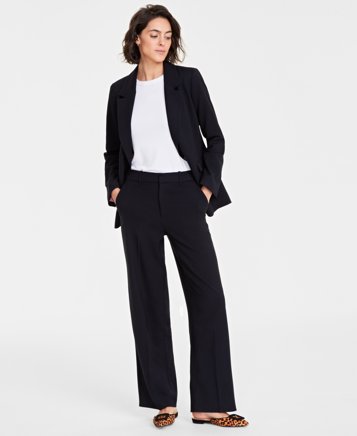 Shop On 34th Women's Solid Boyfriend Blazer, Created For Macy's In Deep Black