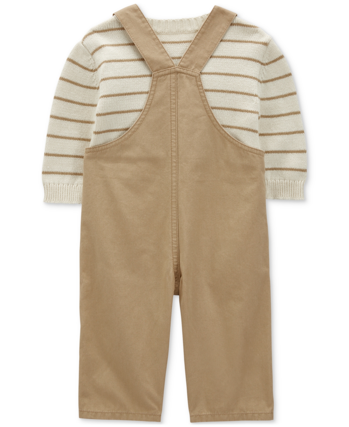 Carter's Baby Boys Cotton Striped Thermal Sweater & Canvas Coverall, 2 Piece Set