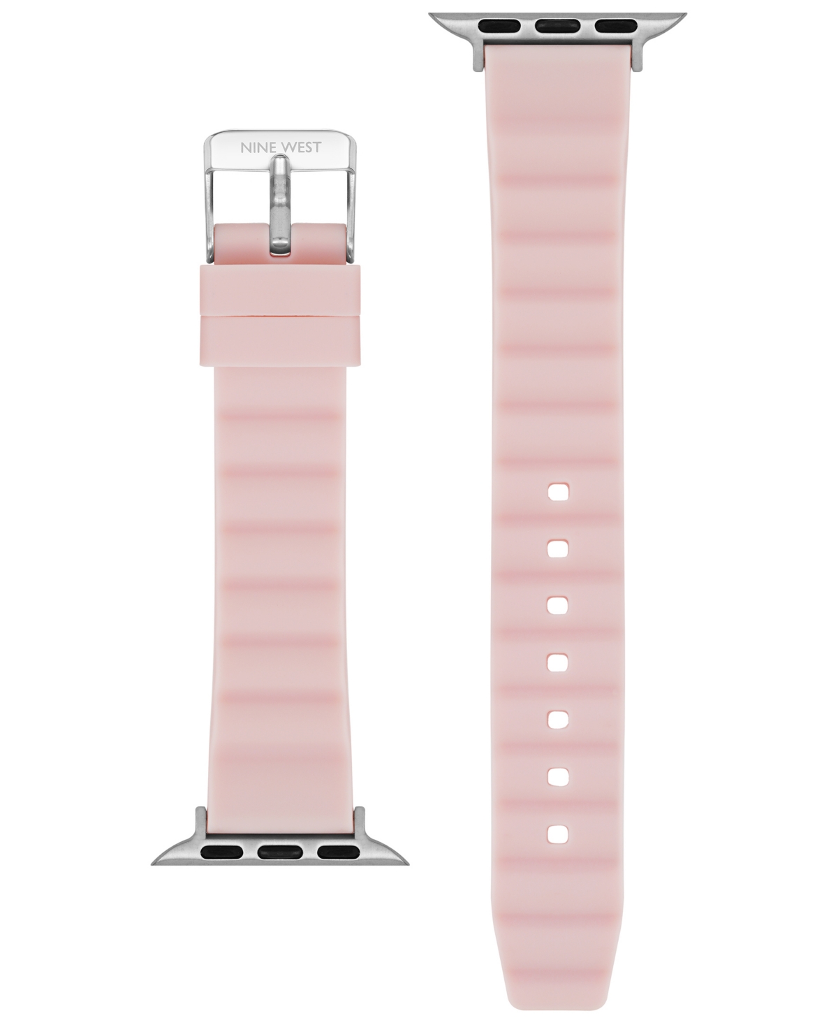 NINE WEST WOMEN'S LIGHT PINK RIBBED SILICONE BAND DESIGNED FOR 38/40/41MM APPLE WATCH 