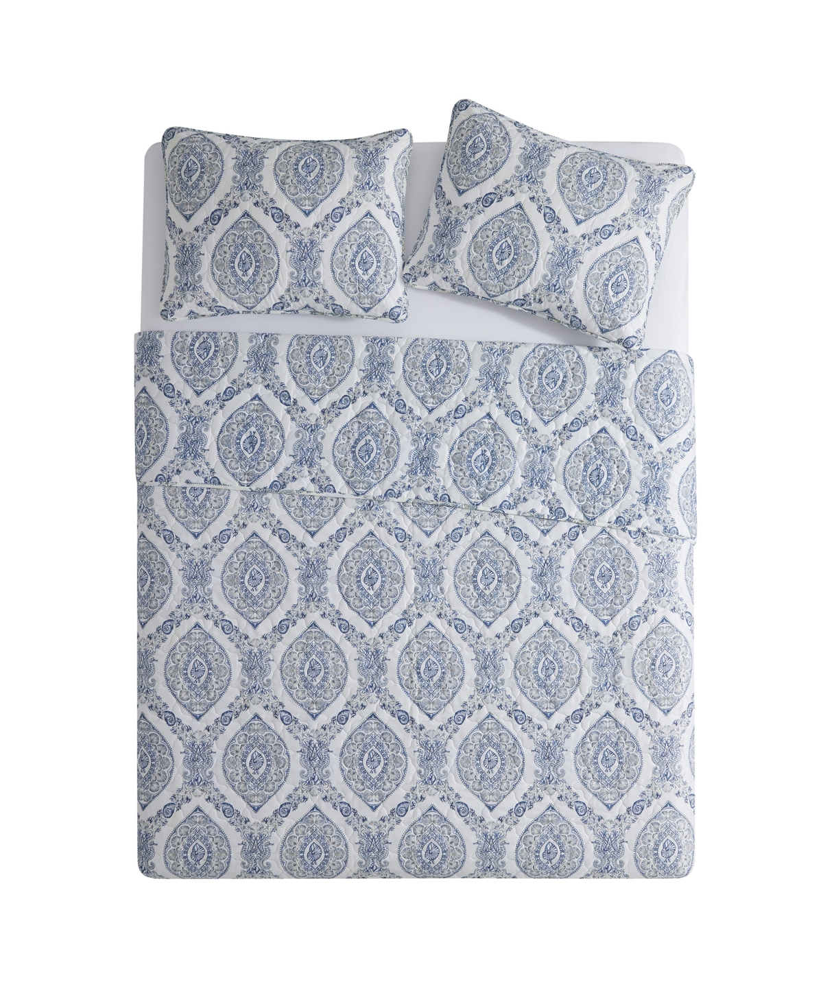 Vcny Home Sea Damask 3-Piece Quilt Set